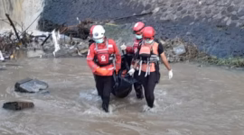 Tim SAR gabungan berhasil menemukan dan mengevakuasi jenasah atlet PODSI Pemalang yang diduga tewas tenggelam di Sungai Laes, Senin (25/5/26). Foto Istimewa