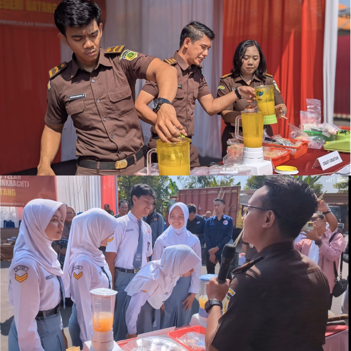 Sejumlah pelajar diberikan edukasi oleh Kejari Batang tentang bahaya narkoba dengan mengenali bentuk dan ciri-cirinya serta cara memusnahkannya, Selasa (9/6/26).