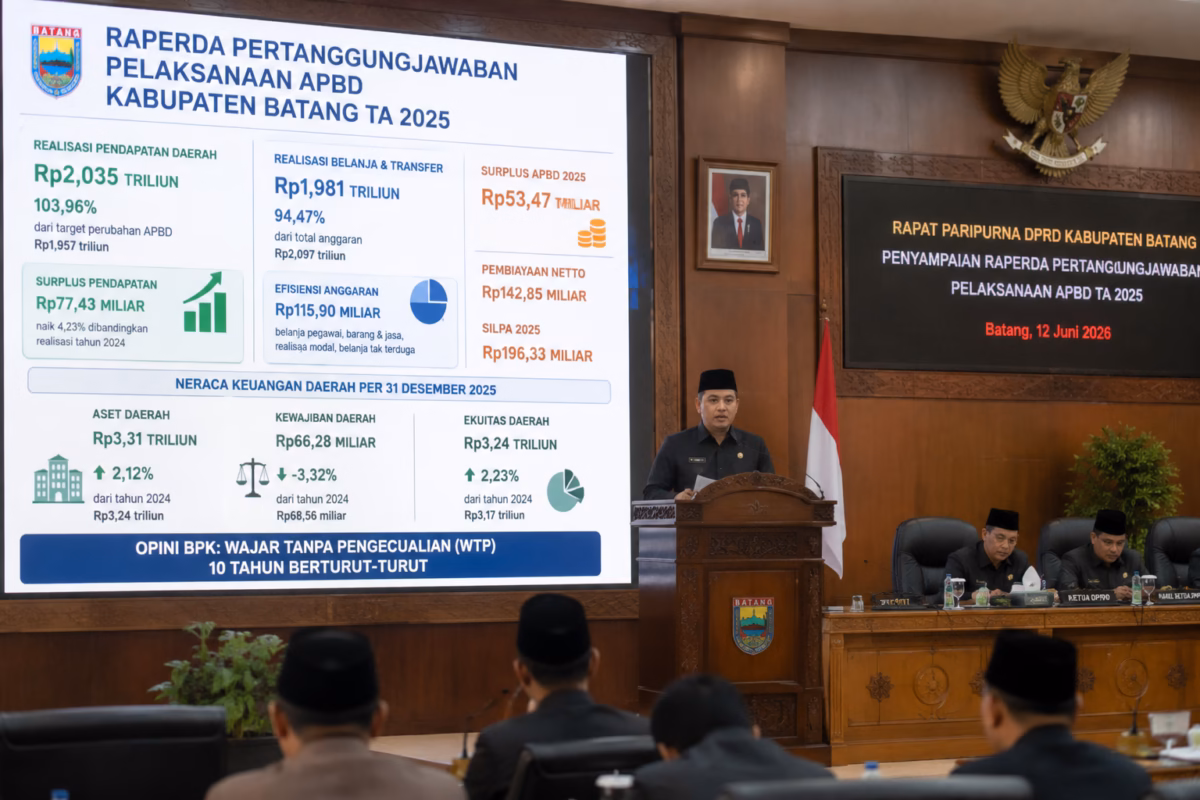 Rapat paripurna membahas Rancangan Peraturan Daerah (Raperda) tentang Pertanggungjawaban Pelaksanaan APBD Tahun Anggaran 2025, Jumat (12/6/26). Foto : Ilutrasi AI