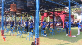 Ribuan kicau mania memadati lapangan belakang Setda Kabupaten Pekalongan untuk beradu gacor dalam lomba burung berkicau Kapolres Pekalongan Cup, Minggu (21/6/26) Foto : Istimewa