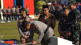 Pengukuhan status Polres Batang menjadi Polresta Batang dilakukan melalui upacara khusus yang dipimpin Kapolda Jawa Tengah Irjen Pol Ribut Hari Wibowo, Kamis (16/7/26). Foto : Istimewa