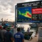 KNTI Kota Pekalongan mengusulkan penerapan early warning system (EWS) atau sistem peringatan dini cuaca berbasis digital yang terintegrasi dengan data BMKG berupa Videotron yang dipasang di lokasi area muara atau pintu keluar masuk kapal yang mudah terbaca oleh nelayan, Minggu (19/7/26). Foto : Ilustrasi AI