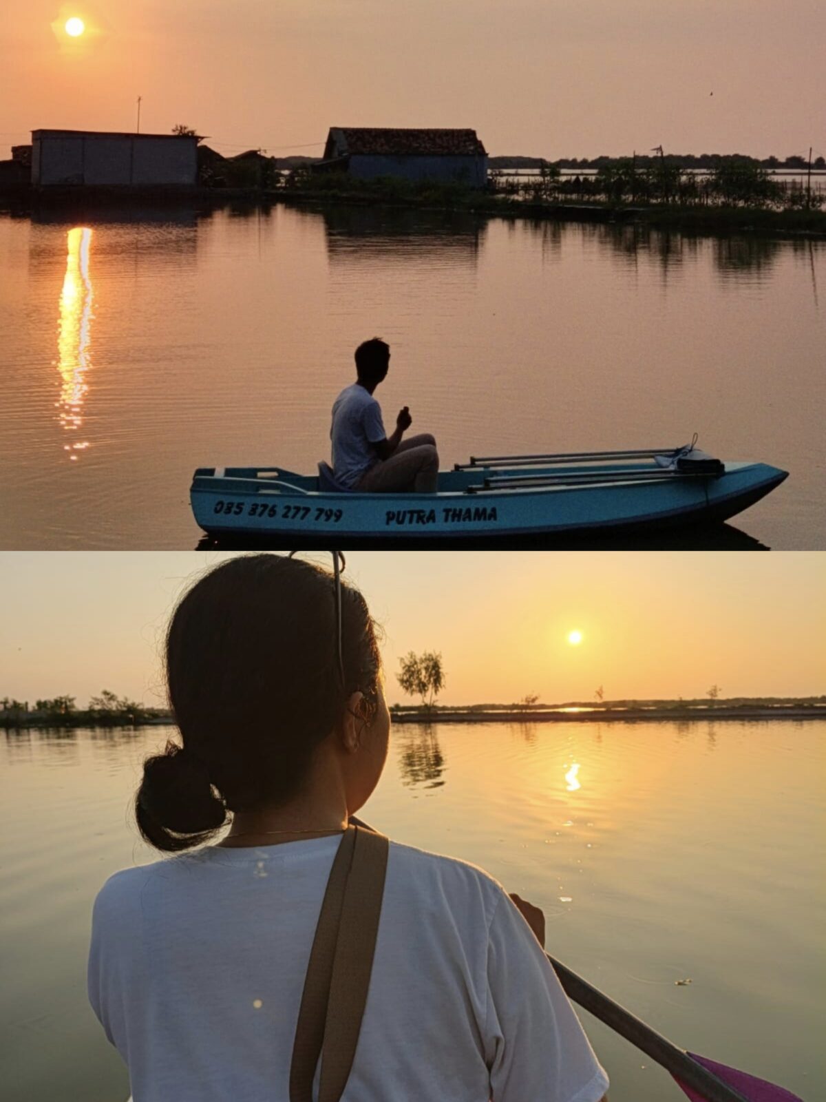 Menikmati sunset dengan mendayung kano di danau rob yang ada di Kota Pekalongan sekarang menjadi tujuan wisata yang paling ditunggu oleh pengunjung, Rabu (22/7/26). Foto : Istimewa