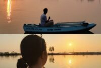 Menikmati sunset dengan mendayung kano di danau rob yang ada di Kota Pekalongan sekarang menjadi tujuan wisata yang paling ditunggu oleh pengunjung, Rabu (22/7/26). Foto : Istimewa