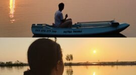 Menikmati sunset dengan mendayung kano di danau rob yang ada di Kota Pekalongan sekarang menjadi tujuan wisata yang paling ditunggu oleh pengunjung, Rabu (22/7/26). Foto : Istimewa