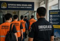 Sebanyak 14 WNA dideportasi oleh Kantor Imigrasi Kelas I Khusus TPI Semarang dalam enam bulan terakhir karena melanggar aturan keimigrasian, Jumat (24/7/26). Foto : Ilustrasi AI