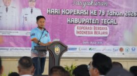 Bupati Tegal Ischak Maulana Rohman menyebut dari 776 koperasi, 143 tidak beroperasi dan pihaknya mendorong dilakukan pembinaan serta pendampingan agar kembali aktif, Sabtu (25/7/26). Foto : Istimewa
