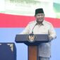 Presiden RI Prabowo Subianto memberikan sambutan di acara penandatangan akad massal KPR subsidi yang di Kabupaten Batang, Kamis (30/7/26).