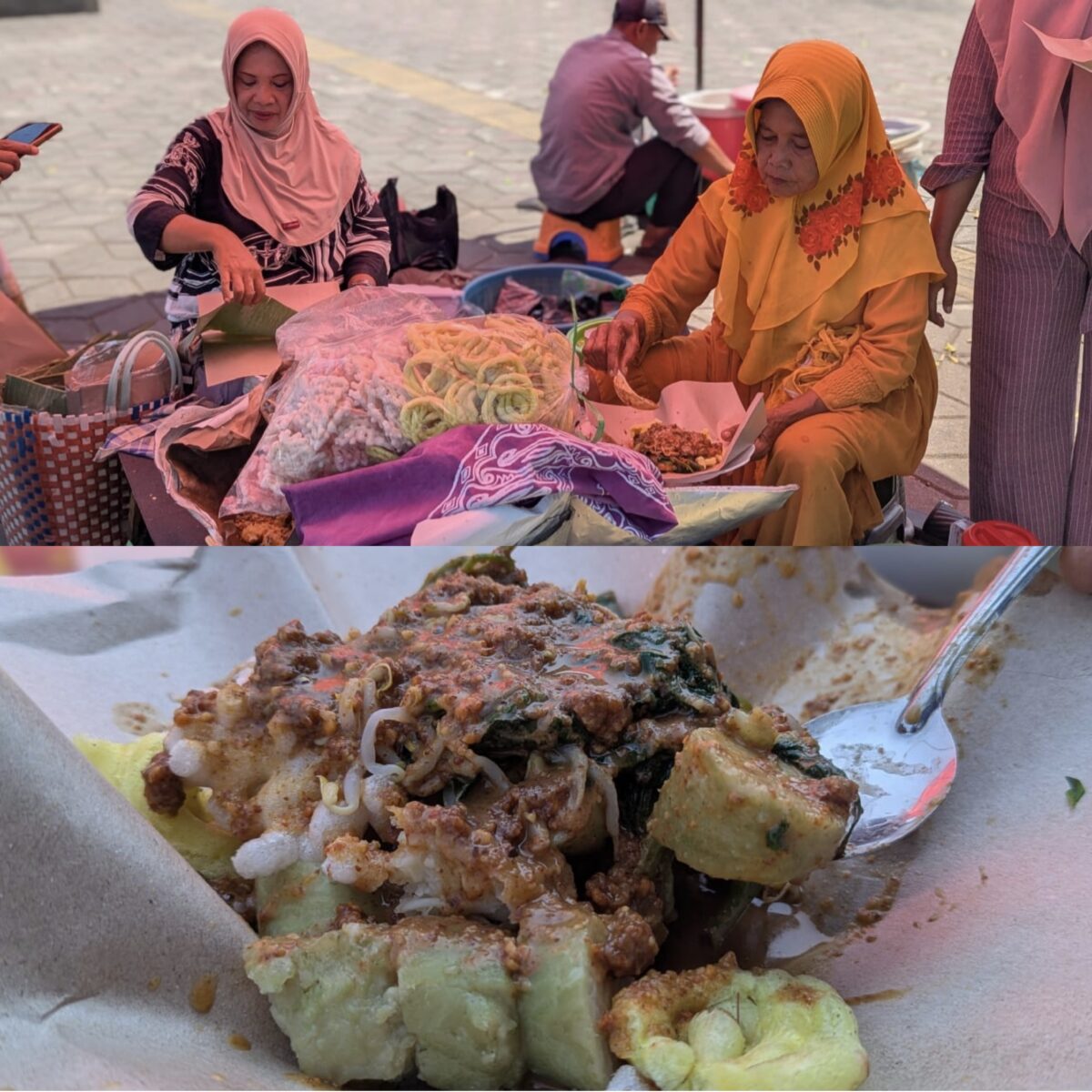 Pecel Bu Murni yang berlokasi di bawah pohon beringin sisi selatan Alun-alun Kota Pekalongan tak pernah sepi dari pelanggan seperti yang terlihat, Minggu (2/8/26).