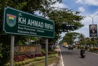 Pemerintah Kabupaten Batang resmi mengganti nama ruas Jalan Pertamanan-Kalisalak menjadi Jalan KH Ahmad Rifa'i sebagai penghormatan sekaligus penghargaan kepada tokoh besar pahlawan nasional asal Batang, Minggu (2/8/26). Foto : Ilustrasi AI