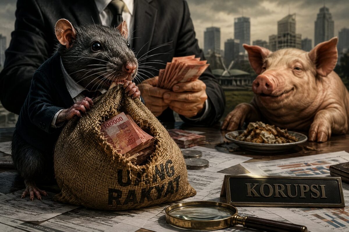 Perdebatan simbol tikus sebagai koruptor mengapa bukan babi dipersoalkan di X (twitter). Foto : Ilustrasi AI