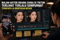Drama pendek China atau yang dikenal dengan Dracin memanfaatkan teknologi AI untuk memoles dan menyempurnakan wajah atau tampilan aktor sungguhan yang dilakukan di studio. Foto : Ikustrasi AI