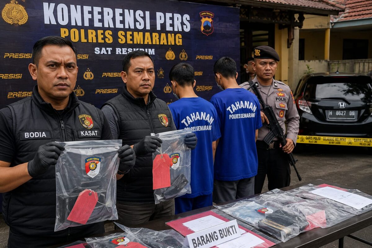 Polisi berhasil menangkap dua terduka pelaku perampokan sekaligus pembunuhan terhadap Chandra Waskito (25) bos konter Ambarawa, Jumat (7/8/26). Foto : Ilustrasi AI