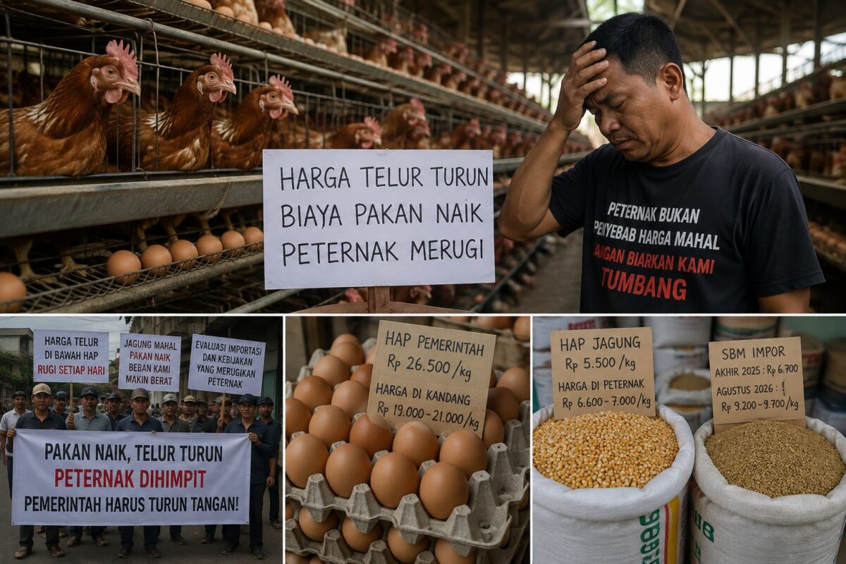Tingginya harga pakan yang tidak sebanding ongkos produksi membuat ratusan peternak ayam di Kabupaten Batang bakal membuat aksi protes terhadap kebijakan pemerintah dengan membagikan ayam kepada masyarakat di Alun-alun setempat Senin 10 Agustus 2026. Foto : Ilustrasi AI