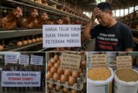 Tingginya harga pakan yang tidak sebanding ongkos produksi membuat ratusan peternak ayam di Kabupaten Batang bakal membuat aksi protes terhadap kebijakan pemerintah dengan membagikan ayam kepada masyarakat di Alun-alun setempat Senin 10 Agustus 2026. Foto : Ilustrasi AI
