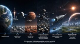 Manusia menjadi spesies ruang antar bintang menjadi tantangan peradaban dan prediksi kapan itu bakal terjadi ada banyak gambaran teoritisnya yang masih jadi perdebatan. Foto : Ilustrasi AI
