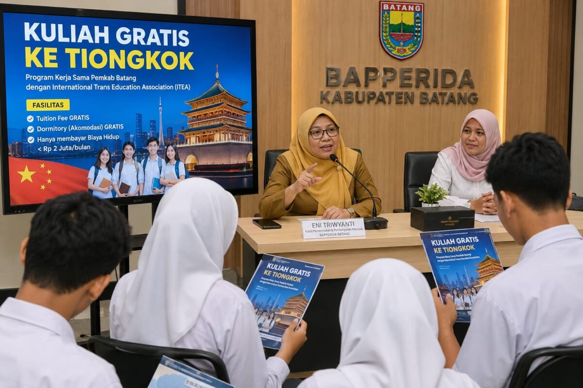 Pemkab Batang membuka peluang kuliah ke perguruan tinggi di Tiongkok bagi calon mahasiswa kurang mampu yang lolos seleksi, Selasa (18/8/26). Foto: Ilustsrasi AI