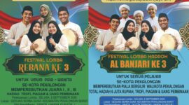 Festival Hadroh Al-Banjari dan Rebana Digelar untuk ketiga kalinya dengan pendaftaran lomba gratis dengan hadiah yang disediakan oleh pantia mulai dari piala bergilir Wali Kota Pekalongan Cup dan uang pembinaa. Foto: poster panitia