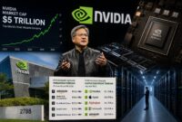 Per akhir Agustus tahun ini NVIDIA resmi menyandang perusahaan dengan nilai kapitalisasi pasar terbesar di dunia yang menembus angka US$5,2 triliun, Senin (24/8/27). Foto: Ilistrasi AI