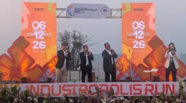 Hitung mundur pelaksanaan Industropolis Run 2026 di KITB yang berlangsung di area helipad, Rabu (26/8/26).