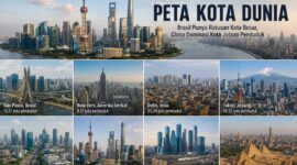 China dan Brasil mendominasi jumlah kota terbanyak di dunia untuk katagori jumlah penduduk di atas 100 ribu dan di atas satu juta. Foto: Ilustrasi AI