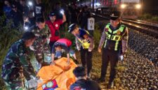 Lansia yang bekerja sebagai petani di Batang dilaporkan tewas tertemper kereta api saat berjalan di rel Desa Ponowareng, Sabtu (12/9/26). Foto: Istimewa & AI