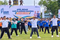 Bupati Batang M Faiz Kurniawan senam bersama usai Apel Besar Haornas di Lapangan Pendopo setempat, Jumat (18/9/26). Foto: Istimewa & Ilustrasi AI