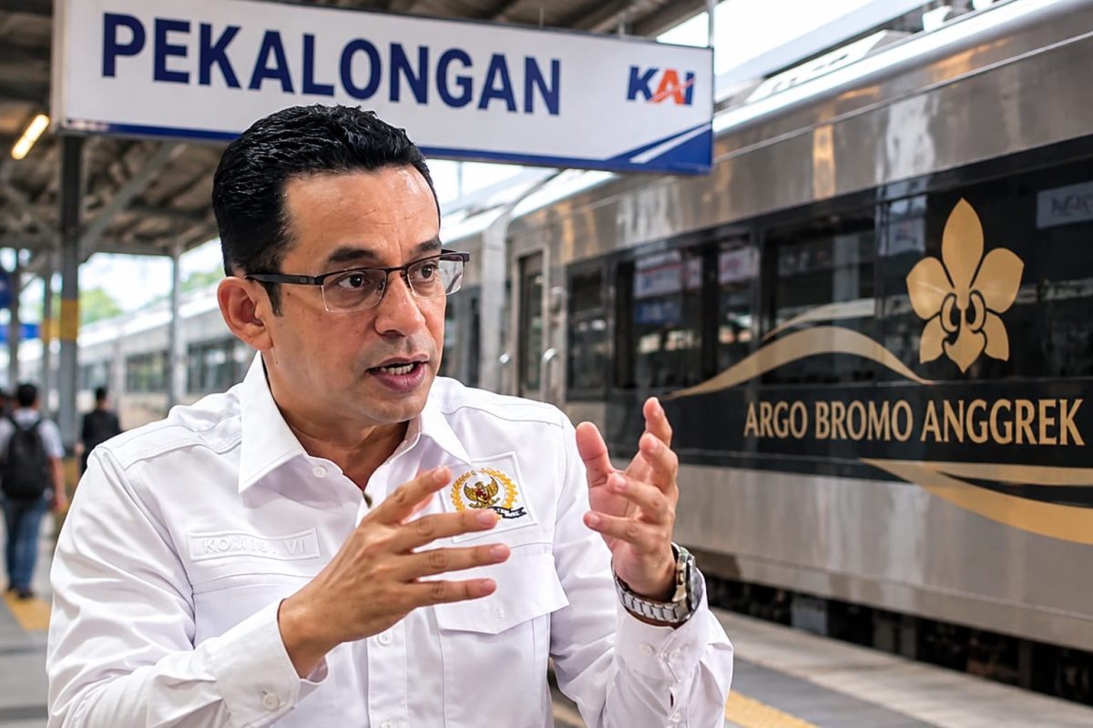 Anggota DPR RI Fraksi PKS Dapil X Jawa Tengah Rizal Bawazier menyampaikan aspirasi agar KA Argo Bromo Anggrek kembali berhenti di Stasiun Pekalongan, Sabtu (26/9/26). Foto: Ilustrasi AI