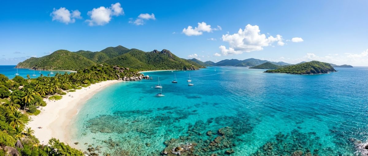 Pemandangan menakjubkan kepulauan British Island di Karibia yang menjadi salah satu destinasi wisata termahal di dunia. Foto: Ilustrasi AI