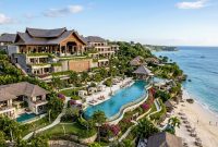 Penampakan salah satu hotel dan resort mewah yang menghadap laut. Foto: Ilustrasi AI