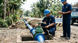 Petugas Perumdam Tirta Kajen menemukan adanya udara yang terperangkap dalam pipa akibat ruang kosong yang tercipta dari turunnya tekanan debit air sehingga dilakukan perawatan air valve, Kamis (29/10/26). Foto: Ilustrasi AI