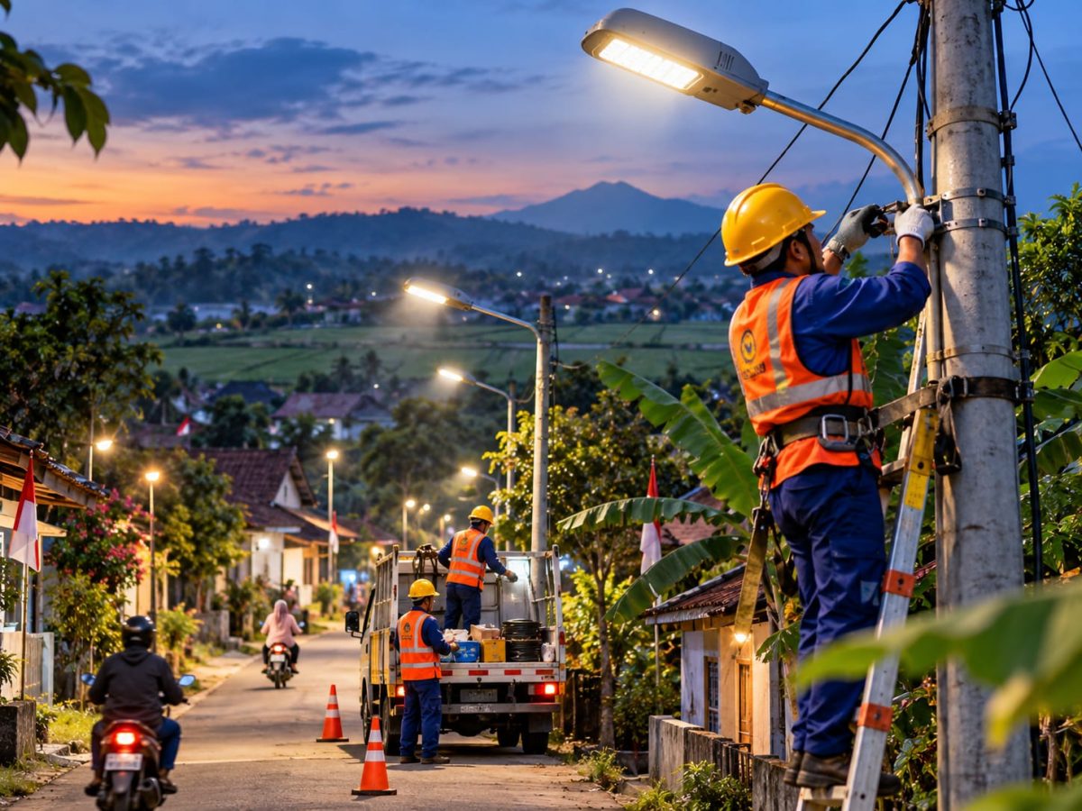 Pemkab Batang mulai melakukan pemasangan 9.100 lampu penerangan jalan di seluruh desa pada Desember 2026 hingga Desember 2027. (foto: ilustrasi AI)