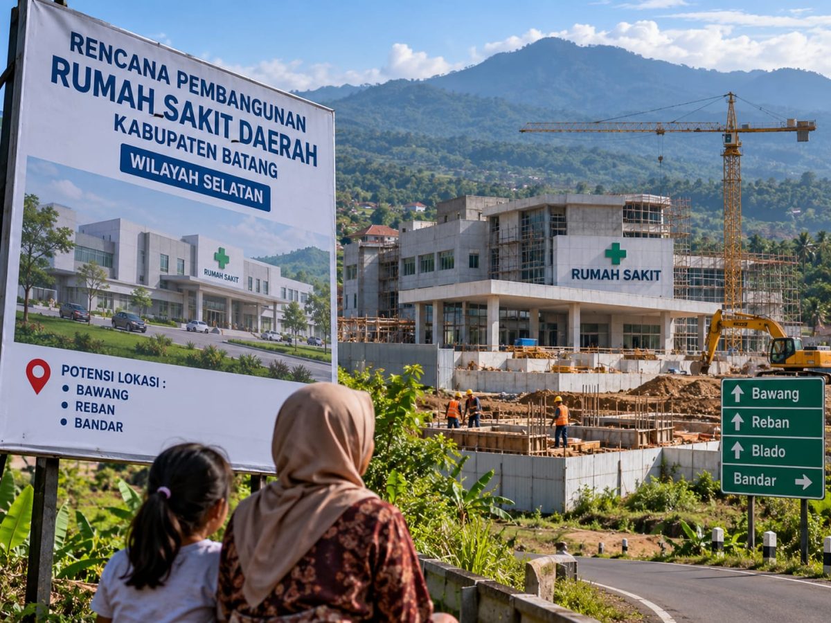 Pemkab Vatang berencana membangunan rumah sakit daerah di wilayah selatan untuk mendekatkan akses pelayanan kesehatan bagi warga Kecamatan Bawang, Reban, Blado dan sekitarnya. Pemkab Batang masih mengkaji sejumlah lokasi dan kesiapan lahan. (Foto: Ilustrasi AI)