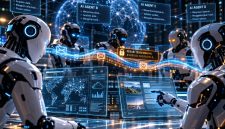 Ilustrasi sejumlah agen kecerdasan buatan (AI) yang saling terhubung dan bertukar informasi melalui jaringan digital. Perkembangan teknologi multi-agent AI memungkinkan sejumlah sistem kecerdasan buatan bekerja sama, bahkan berkomunikasi menggunakan pesan yang tidak selalu mudah dipahami manusia. (foto: ilistrasi AI)